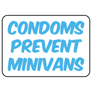 Condoms Prevent Minivans Sticker (Baby Blue)